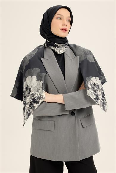 KATRE TİVİL İPEK EŞARP 90*90 CM - SİYAH