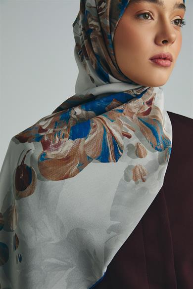 KEHRİBAR KREP İPEK ŞAL 70*190 CM - GRİ