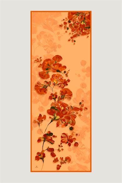 KEHRİBAR KREP İPEK ŞAL 70*190 CM - TURUNCU