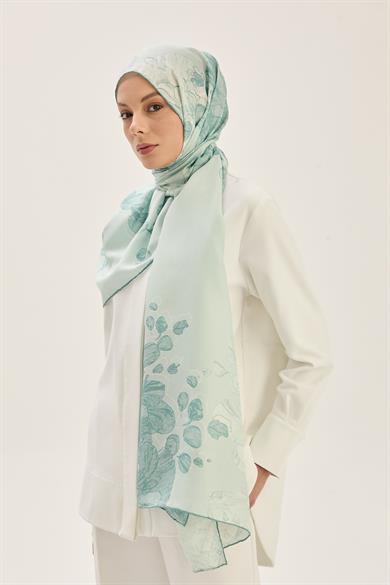 KEHRİBAR PAMUK İPEK ŞAL 70*190 CM - MİNT YEŞİLİ