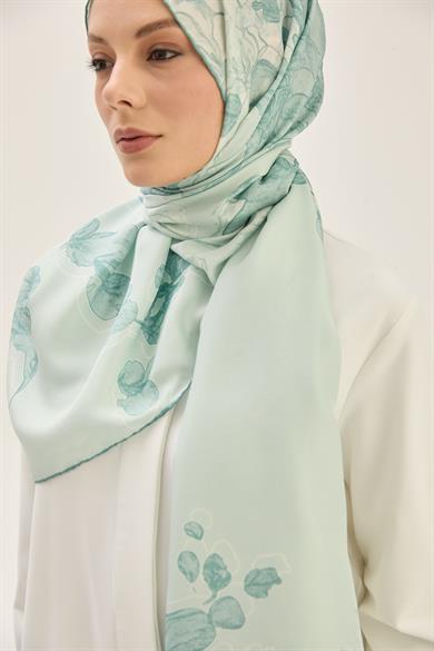 KEHRİBAR PAMUK İPEK ŞAL 70*190 CM - MİNT YEŞİLİ