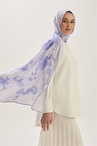 KEHRİBAR PAMUK İPEK ŞAL 70*190 CM - MOR