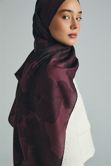 KEHRİBAR PAMUK İPEK ŞAL 70*190 CM - MÜRDÜM