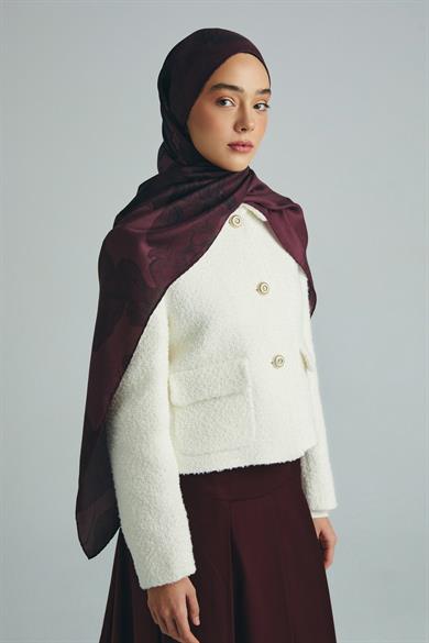 KEHRİBAR PAMUK İPEK ŞAL 70*190 CM - MÜRDÜM