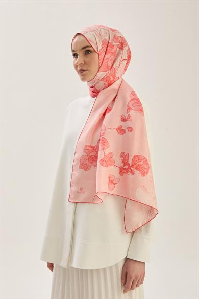 KEHRİBAR PAMUK İPEK ŞAL 70*190 CM - NAR ÇİÇEĞİ