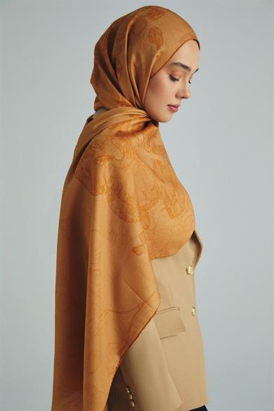 KEHRİBAR PAMUK İPEK ŞAL 70*190 CM - TABA