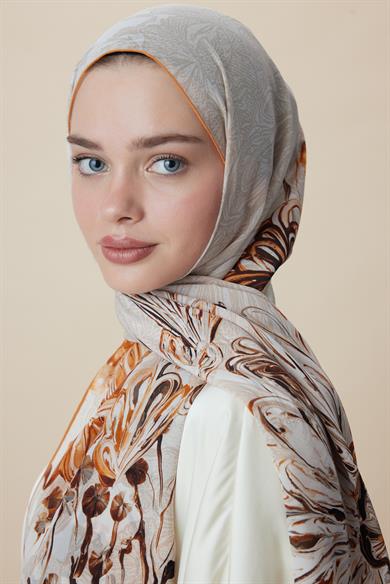 KORAL KREP İPEK ŞAL 70*190 CM - BEJ