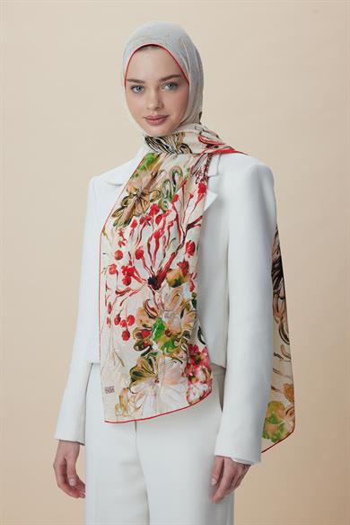 KORAL KREP İPEK ŞAL 70*190 CM - YEŞİL