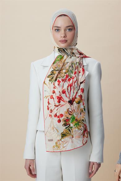 KORAL KREP İPEK ŞAL 70*190 CM - YEŞİL