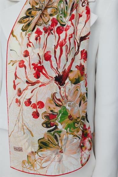 KORAL KREP İPEK ŞAL 70*190 CM - YEŞİL