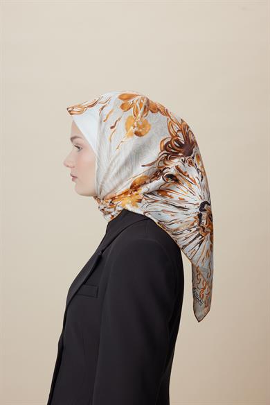 KORAL MULBERRY İPEK EŞARP 90*90 CM - BEJ