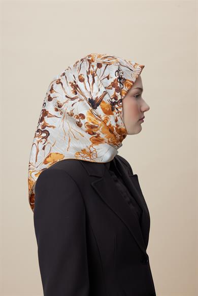 KORAL MULBERRY İPEK EŞARP 90*90 CM - BEJ