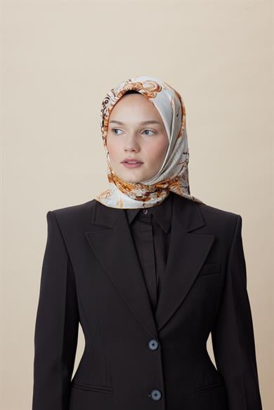 KORAL MULBERRY İPEK EŞARP 90*90 CM - BEJ
