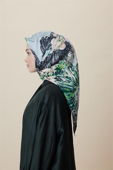 KORAL MULBERRY İPEK EŞARP 90*90 CM - GRİ