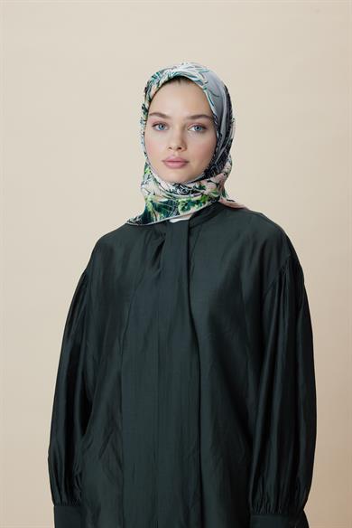 KORAL MULBERRY İPEK EŞARP 90*90 CM - GRİ