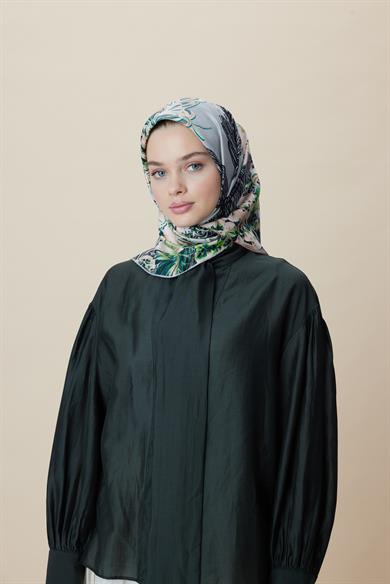 KORAL MULBERRY İPEK EŞARP 90*90 CM - GRİ
