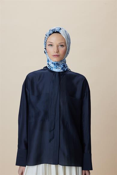 KORAL MULBERRY İPEK EŞARP 90*90 CM - MAVİ