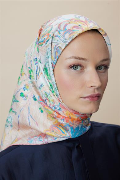 KORAL MULBERRY İPEK EŞARP 90*90 CM - PUDRA PEMBE