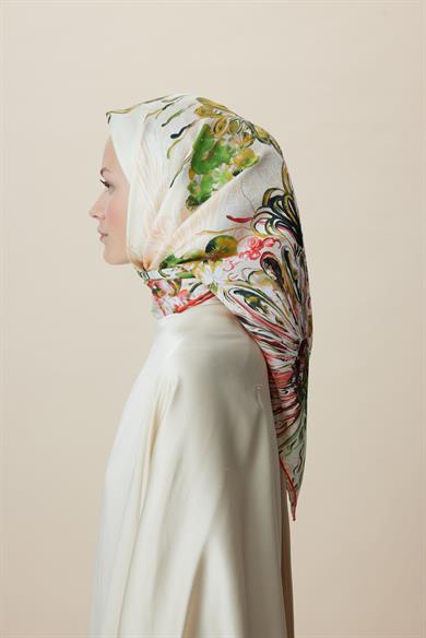 KORAL MULBERRY İPEK EŞARP 90*90 CM - YEŞİL