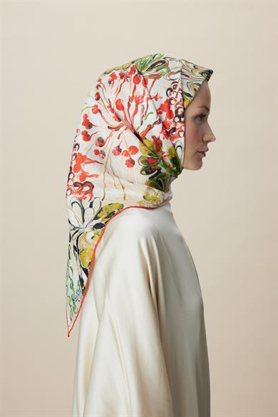 KORAL MULBERRY İPEK EŞARP 90*90 CM - YEŞİL