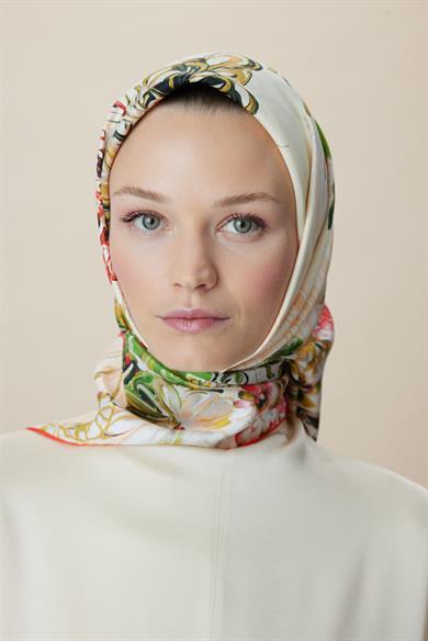 KORAL MULBERRY İPEK EŞARP 90*90 CM - YEŞİL