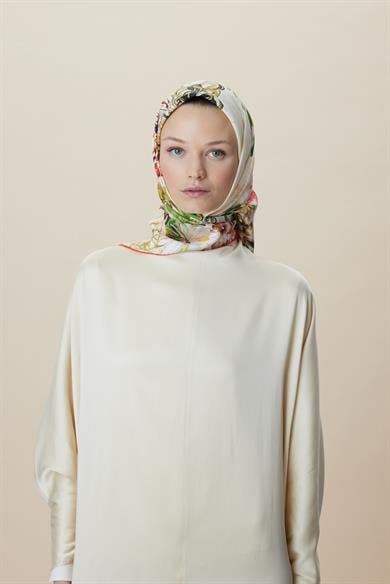 KORAL MULBERRY İPEK EŞARP 90*90 CM - YEŞİL
