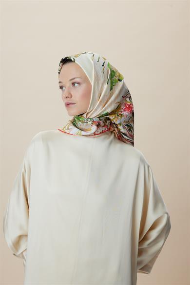 KORAL MULBERRY İPEK EŞARP 90*90 CM - YEŞİL