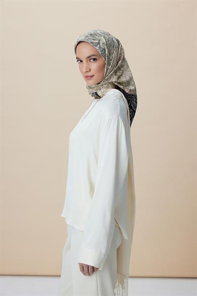 KÜN MULBERRY İPEK EŞARP 90*90 CM - HAKİ