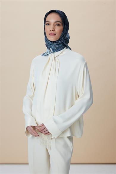 KÜN MULBERRY İPEK EŞARP 90*90 CM - INDIGO