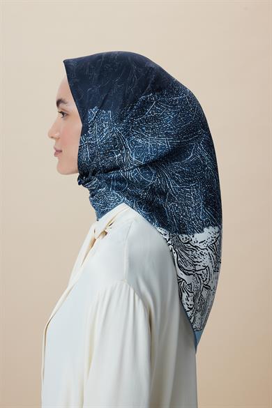 KÜN MULBERRY İPEK EŞARP 90*90 CM - INDIGO