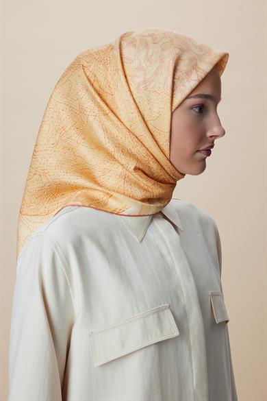KÜN MULBERRY İPEK EŞARP 90*90 CM - KAVUNİÇİ
