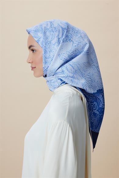 KÜN MULBERRY İPEK EŞARP 90*90 CM - MAVİ