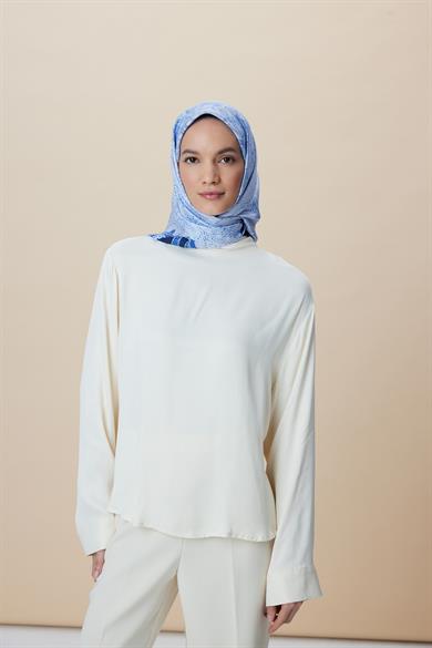 KÜN MULBERRY İPEK EŞARP 90*90 CM - MAVİ