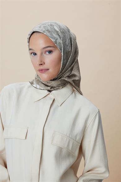 KÜN MULBERRY İPEK EŞARP 90*90 CM - VİZON