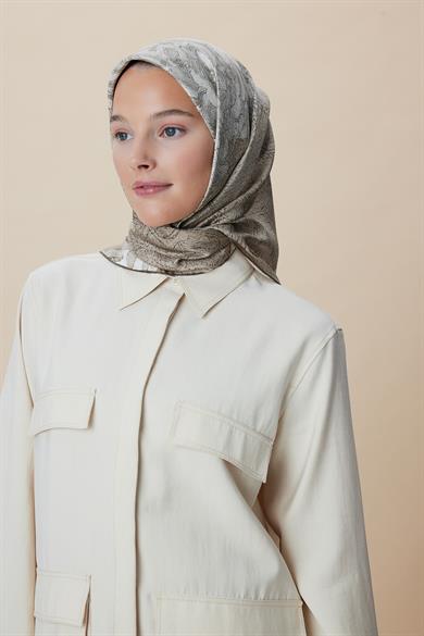 KÜN MULBERRY İPEK EŞARP 90*90 CM - VİZON