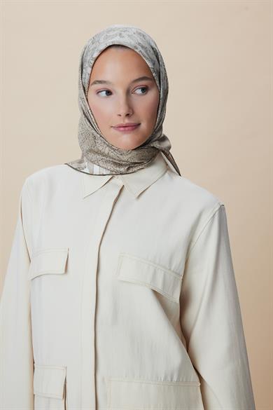 KÜN MULBERRY İPEK EŞARP 90*90 CM - VİZON