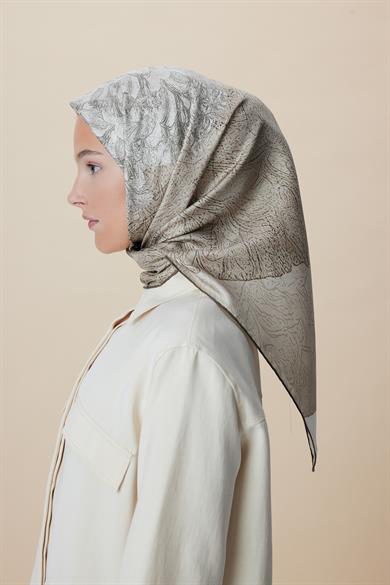KÜN MULBERRY İPEK EŞARP 90*90 CM - VİZON