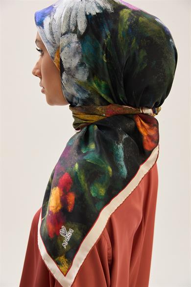 LADEN SURA İPEK EŞARP 90*90 CM - KAHVERENGİ