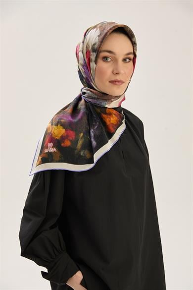 LADEN SURA İPEK EŞARP 90*90 CM - LİLA