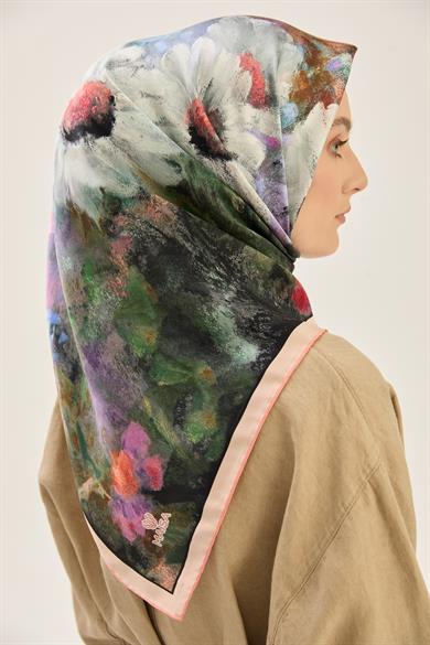 LADEN SURA İPEK EŞARP 90*90 CM - SOMON
