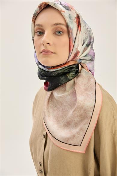 LADEN SURA İPEK EŞARP 90*90 CM - SOMON