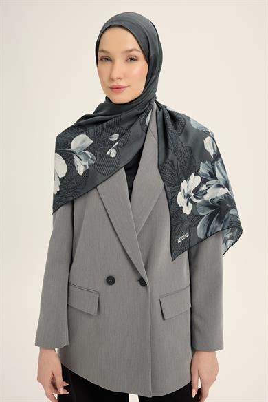 LAL PAMUK İPEK ŞAL 70*190 CM - ANTRASİT