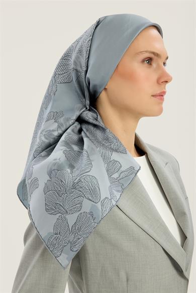 LAL TİVİL İPEK EŞARP 90*90 CM - AÇIK MAVİ