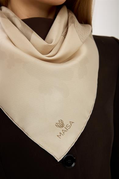 LAL TİVİL İPEK EŞARP 90*90 CM - BEJ