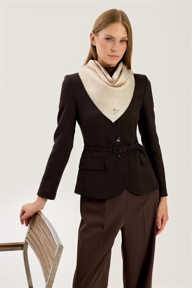 LAL TİVİL İPEK EŞARP 90*90 CM - BEJ