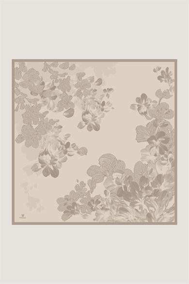 LAL TİVİL İPEK EŞARP 90*90 CM - BEJ