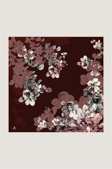 LAL TİVİL İPEK EŞARP 90*90 CM - BORDO