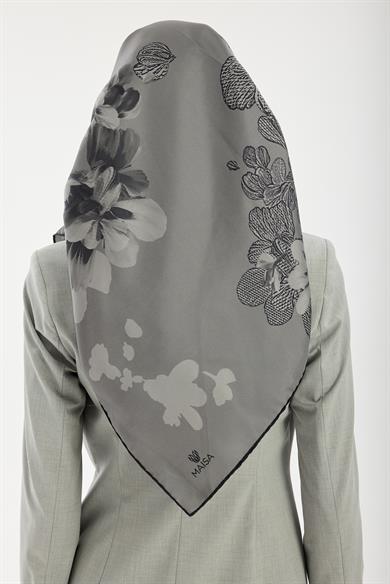 LAL TİVİL İPEK EŞARP 90*90 CM - GRİ