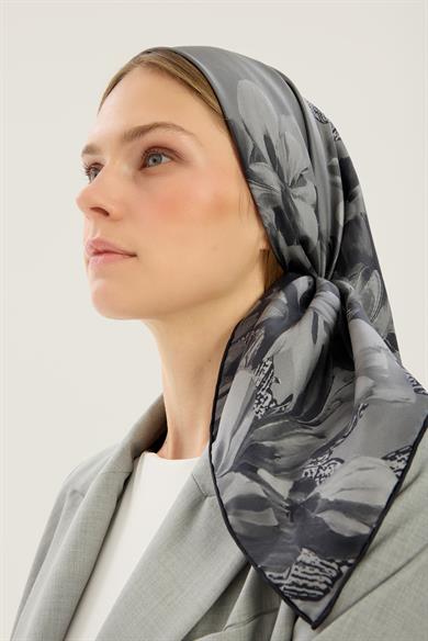 LAL TİVİL İPEK EŞARP 90*90 CM - GRİ