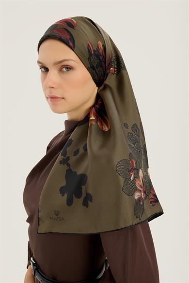 LAL TİVİL İPEK EŞARP 90*90 CM - HAKİ